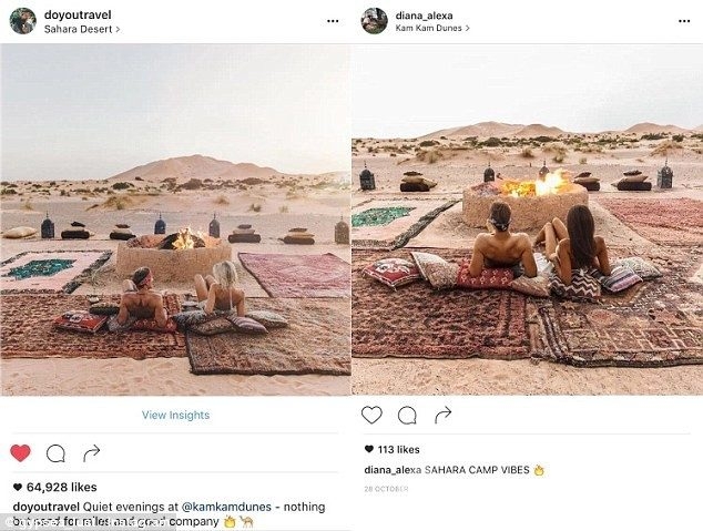 Instagram fotoğraflarını ayrıntısına kadar taklit eden kadın