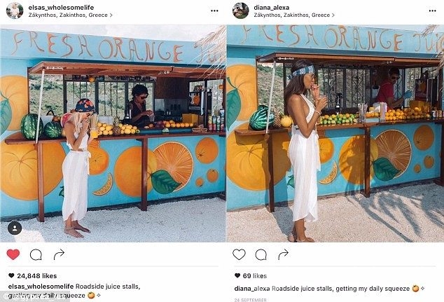 Instagram fotoğraflarını ayrıntısına kadar taklit eden kadın