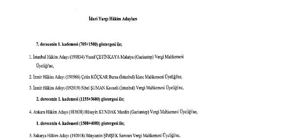 Hakim ve savcıların atama listesi (29 Kasım 2016)
