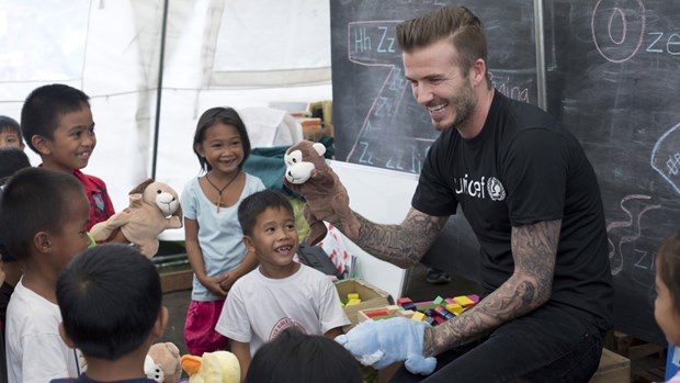 David Beckham'dan UNICEF için dövmeli klip