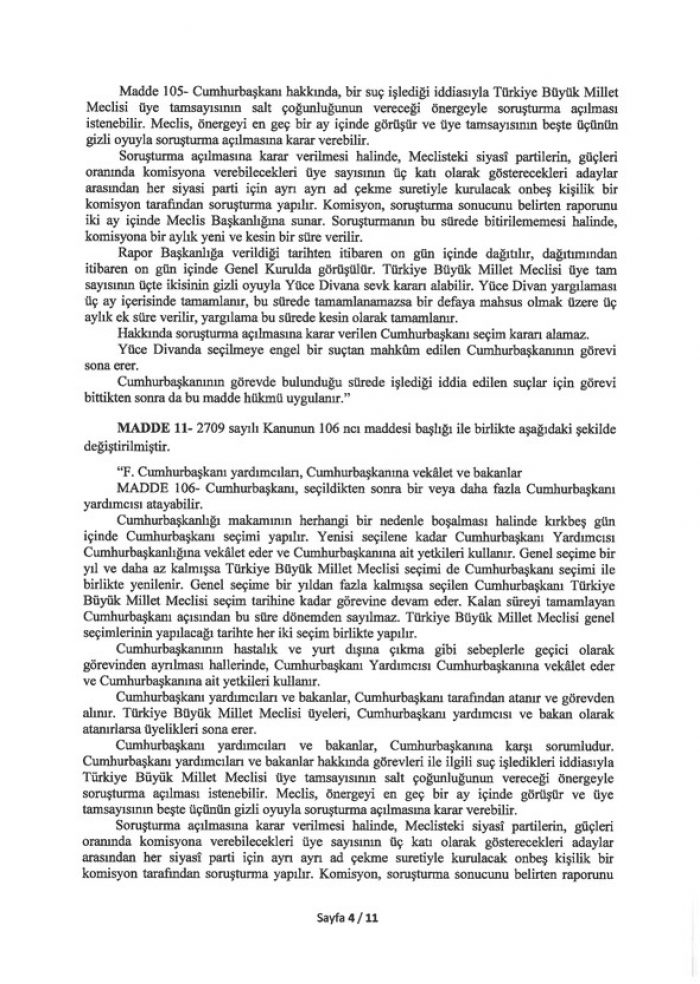 İşte 21 maddelik Yeni Anayasa teklifi