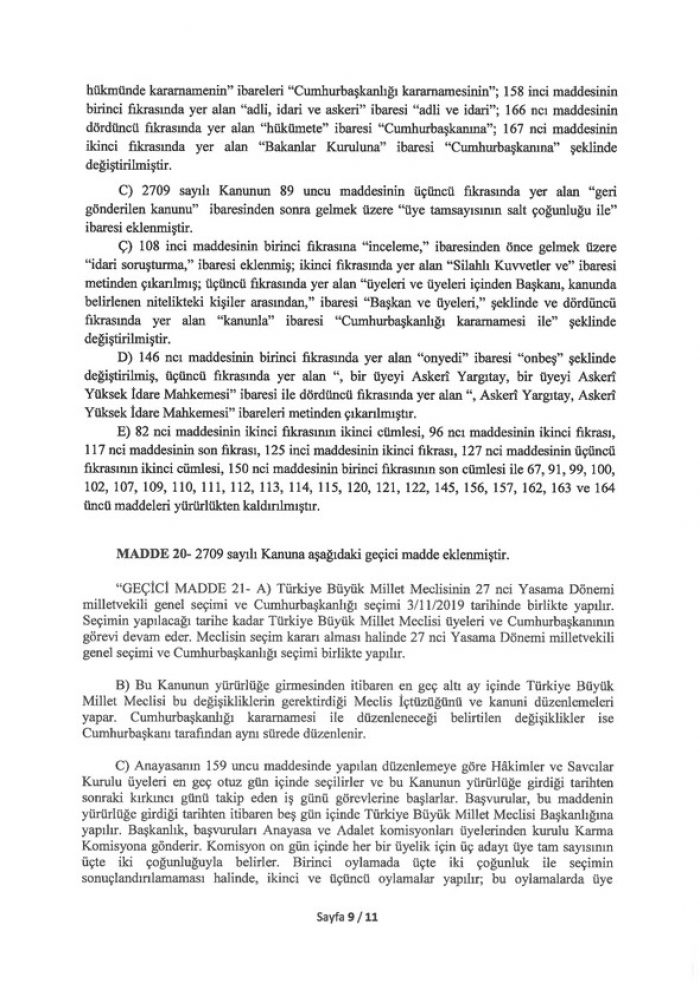 İşte 21 maddelik Yeni Anayasa teklifi