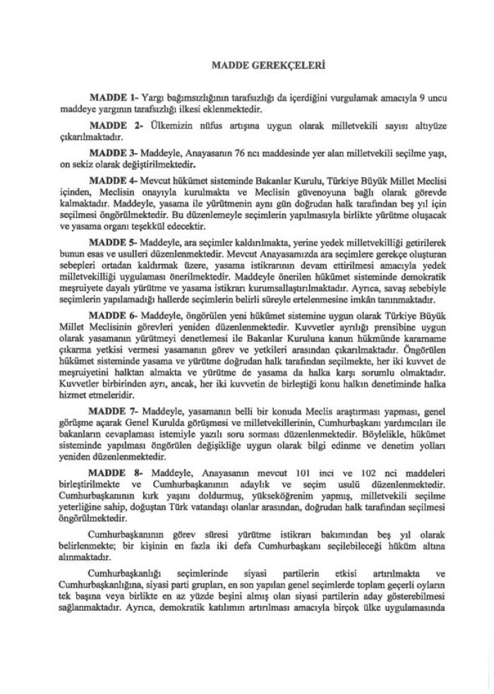 İşte 21 maddelik Yeni Anayasa teklifi