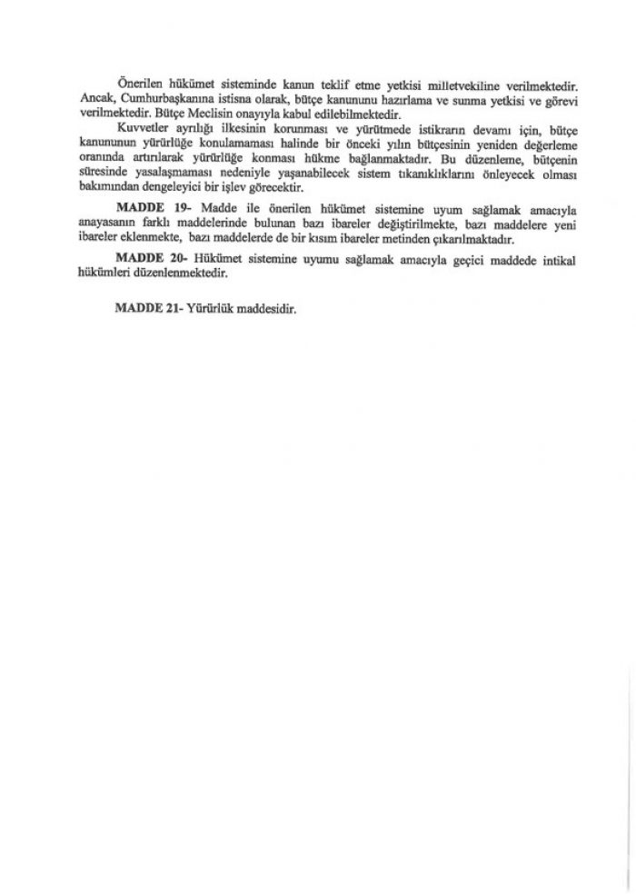 İşte 21 maddelik Yeni Anayasa teklifi