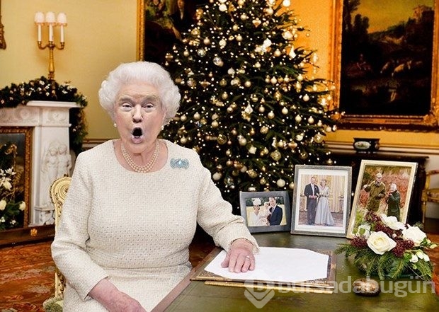 Donald Trump İngiltere Kraliçesi Elizabeth'e dönüştü