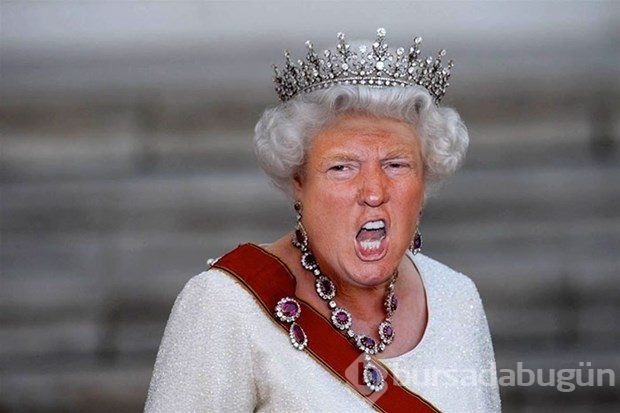 Donald Trump İngiltere Kraliçesi Elizabeth'e dönüştü