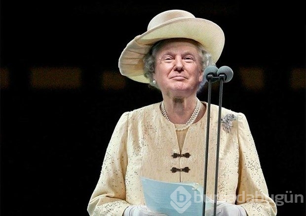 Donald Trump İngiltere Kraliçesi Elizabeth'e dönüştü