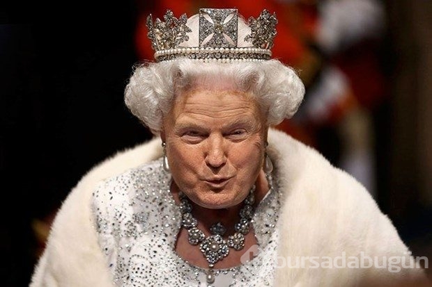Donald Trump İngiltere Kraliçesi Elizabeth'e dönüştü