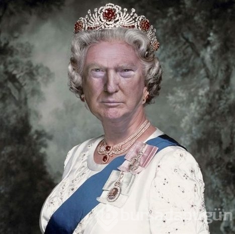 Donald Trump İngiltere Kraliçesi Elizabeth'e dönüştü