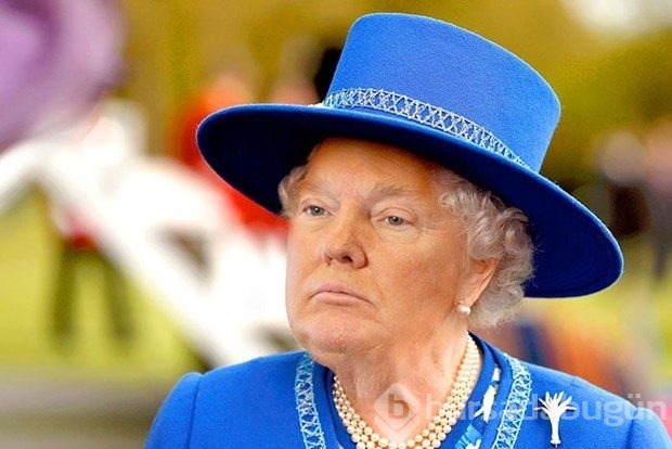 Donald Trump İngiltere Kraliçesi Elizabeth'e dönüştü