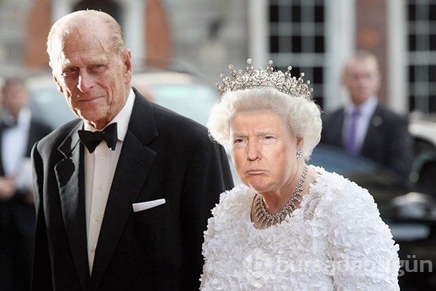 Donald Trump İngiltere Kraliçesi Elizabeth'e dönüştü