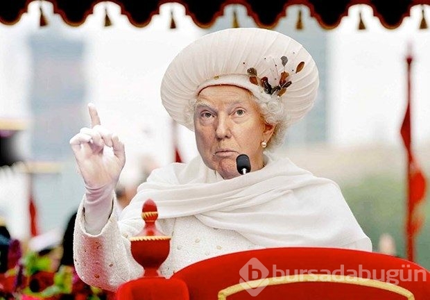 Donald Trump İngiltere Kraliçesi Elizabeth'e dönüştü