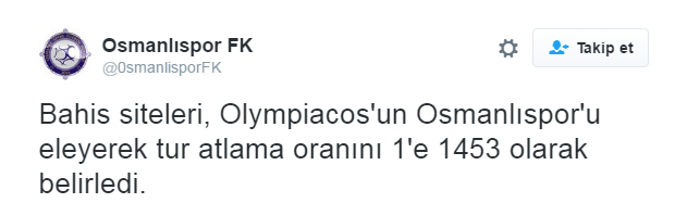 Osmanlıspor Yunanistan ekibiyle eşleşince Twitter