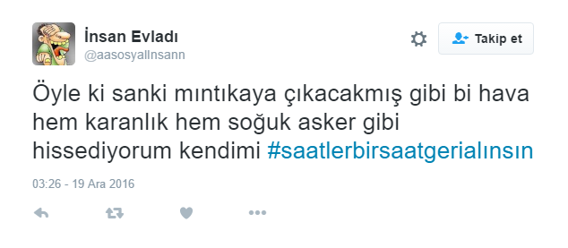 Twitter'da saat tepkisi