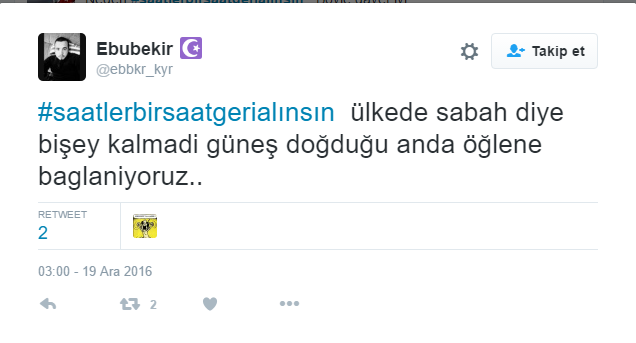 Twitter'da saat tepkisi