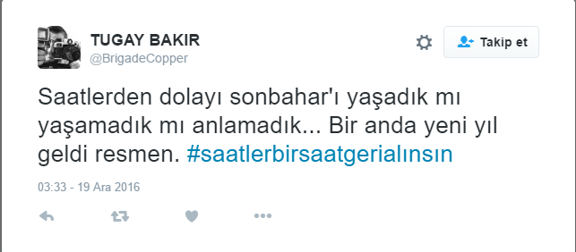 Twitter'da saat tepkisi