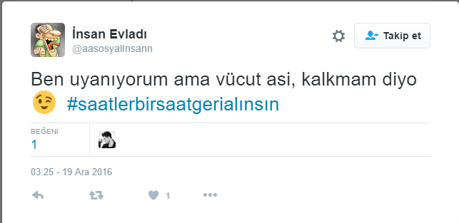 Twitter'da saat tepkisi