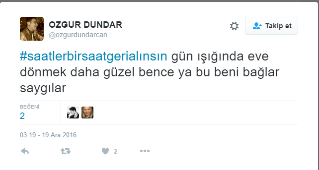 Twitter'da saat tepkisi