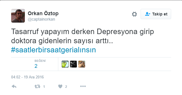 Twitter'da saat tepkisi