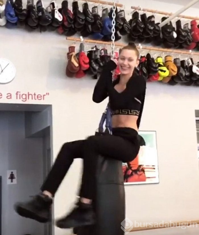 Bella Hadid kendini boksa verdi