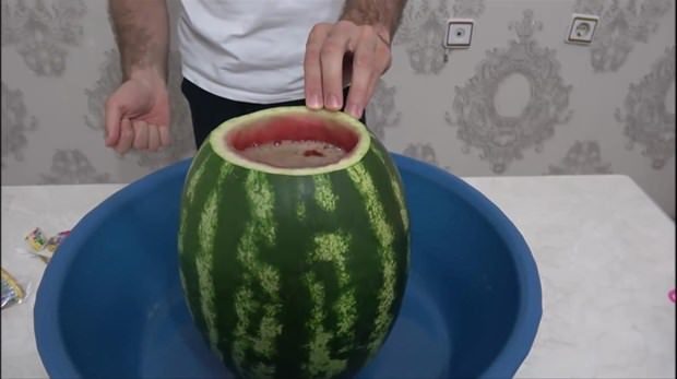 Karpuza kola ve naneli şeker dökülürse