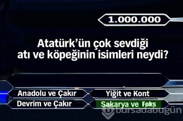 1 milyonluk 11 final sorusu