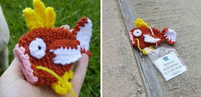 Pokemon karakterlerini örüp sokağa bırakıyor