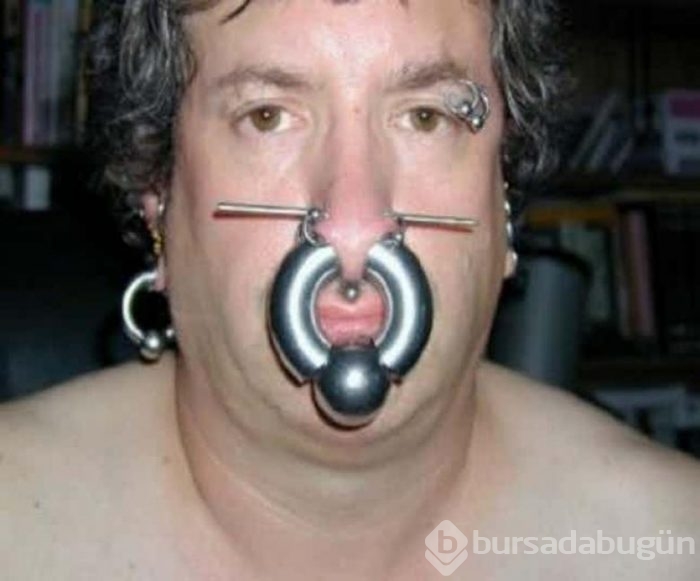 Piercing olayını abartanlardan ürkütücü görüntüler...