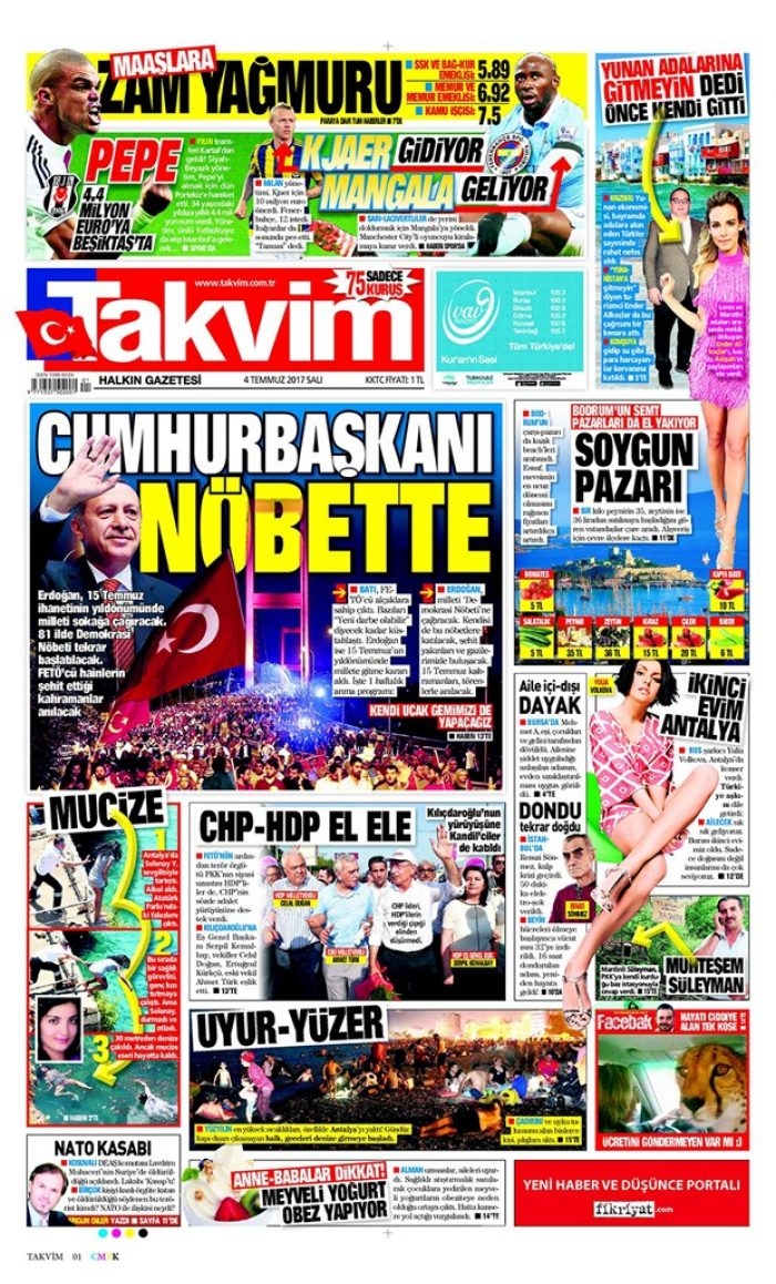 Günün gazete manşetleri 4 Temmuz 2017