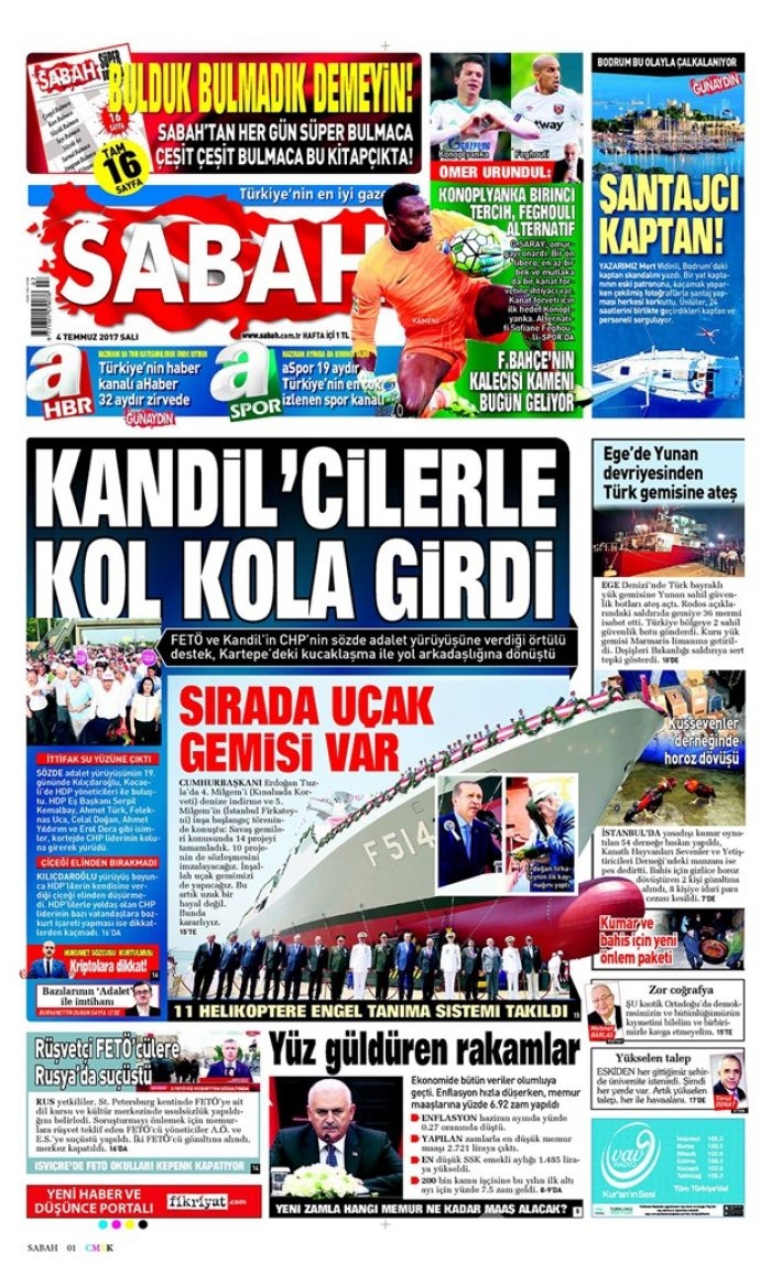 Günün gazete manşetleri 4 Temmuz 2017