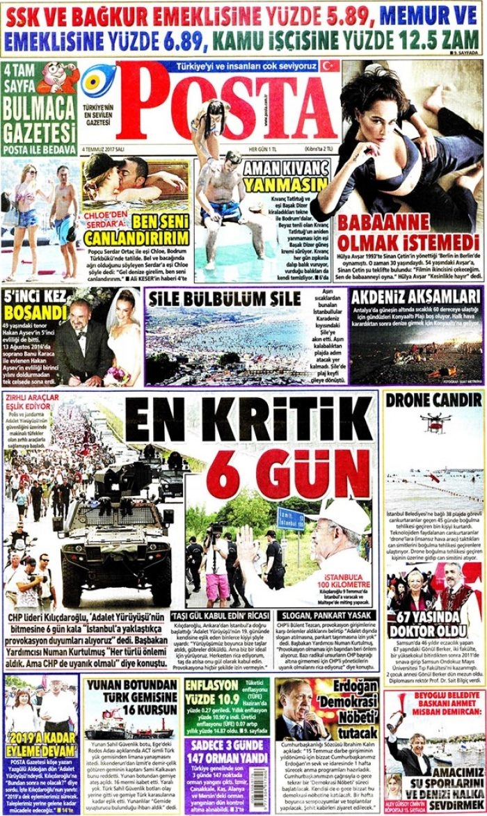 Günün gazete manşetleri 4 Temmuz 2017