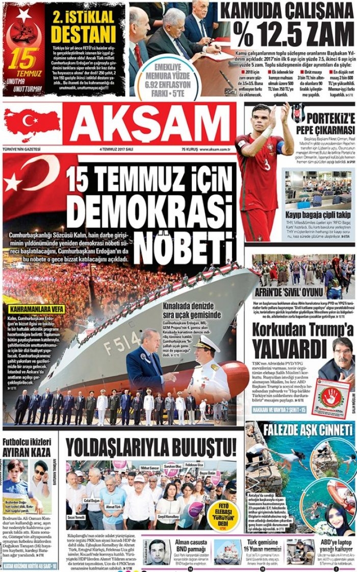 Günün gazete manşetleri 4 Temmuz 2017
