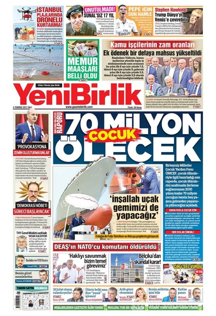 Günün gazete manşetleri 4 Temmuz 2017