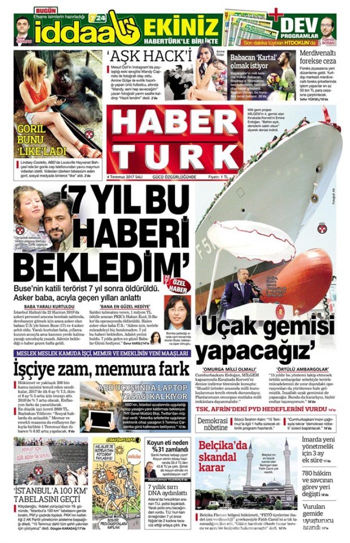 Günün gazete manşetleri 4 Temmuz 2017