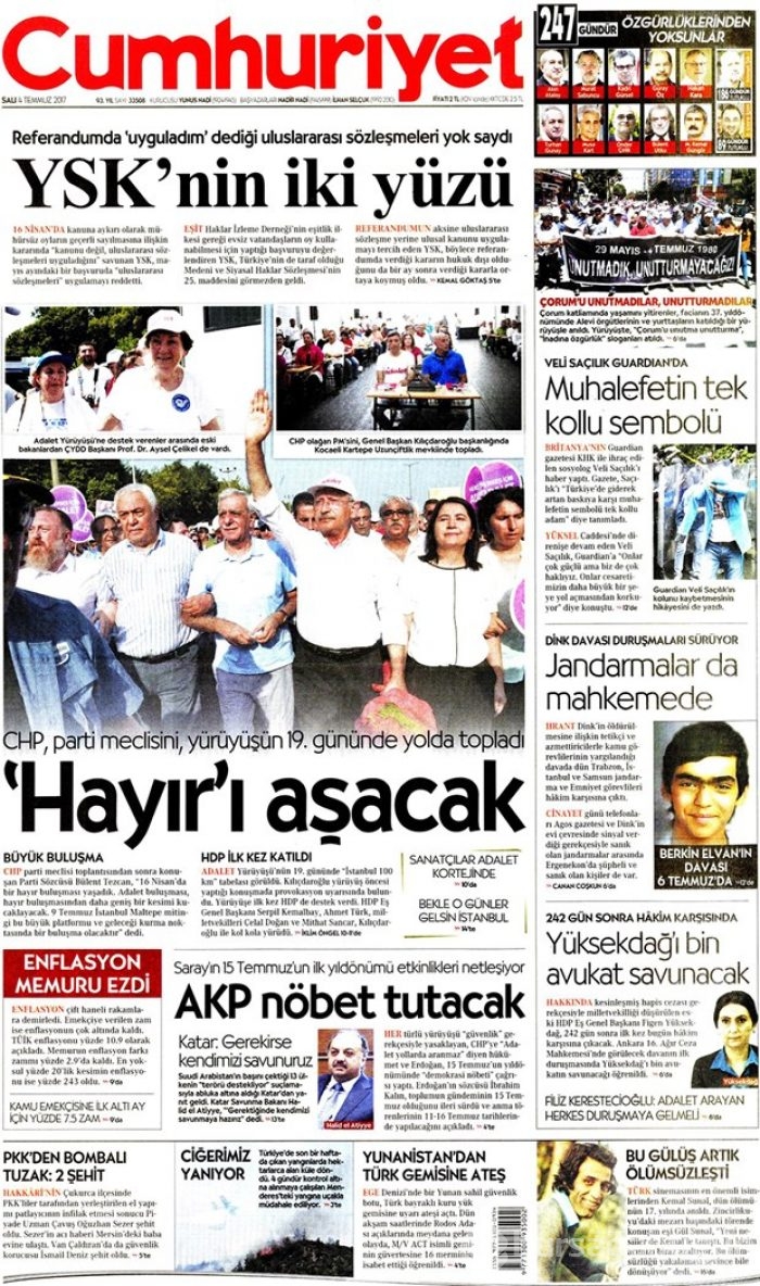 Günün gazete manşetleri 4 Temmuz 2017