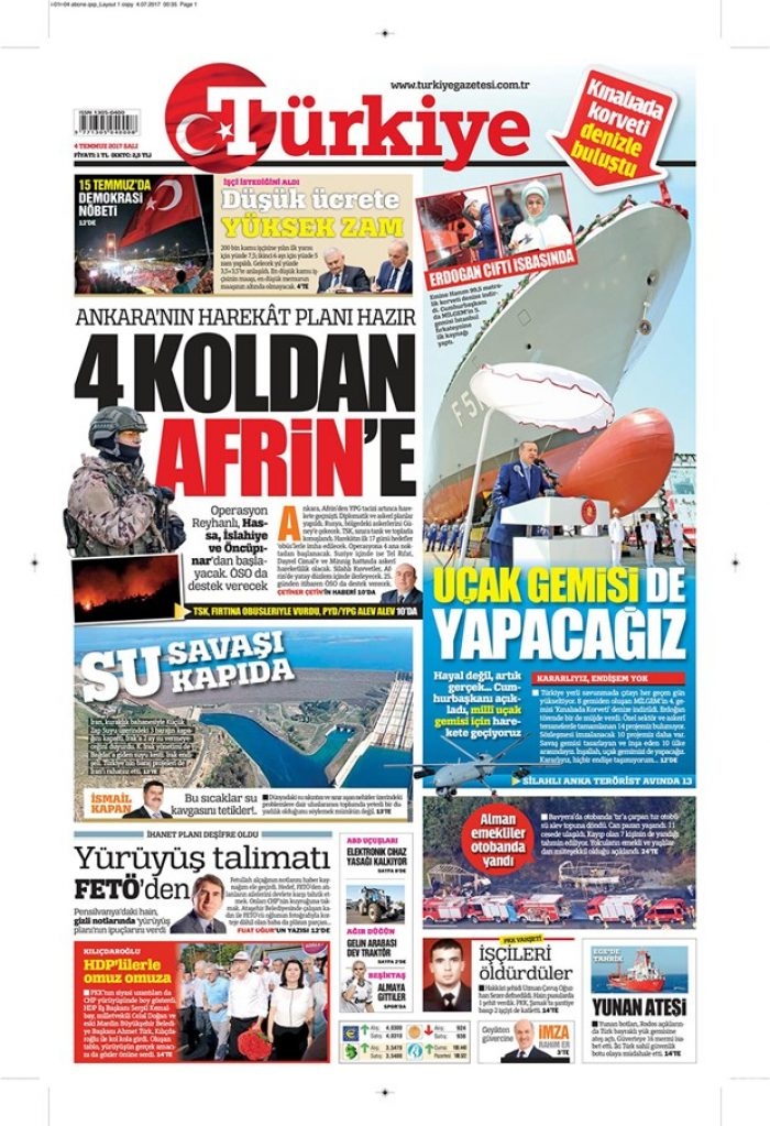 Günün gazete manşetleri 4 Temmuz 2017
