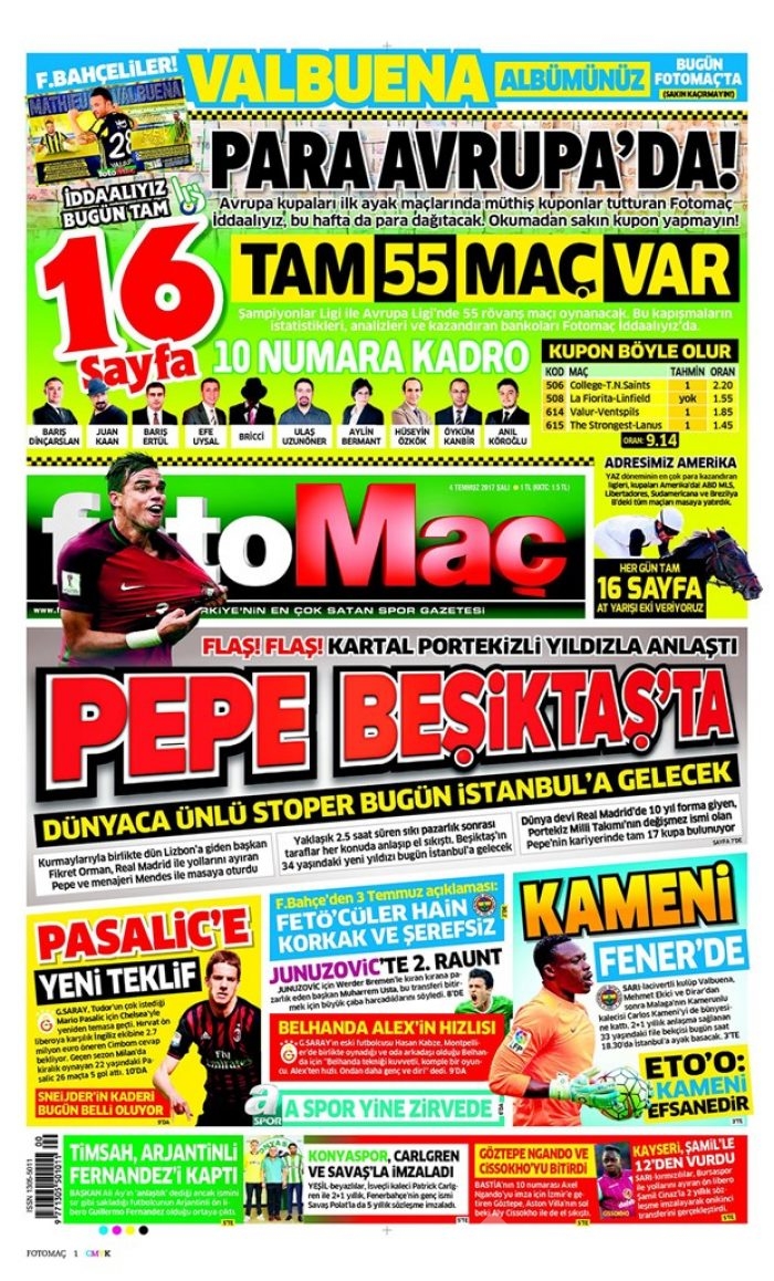 Günün gazete manşetleri 4 Temmuz 2017