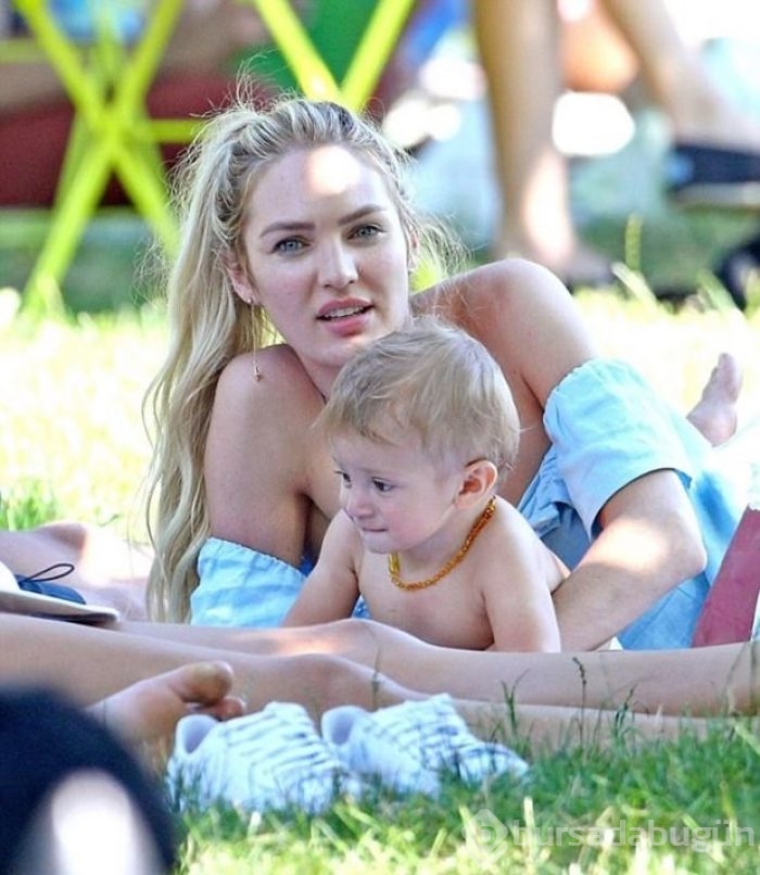 Candice Swanepoel oğluyla parkta serinledi