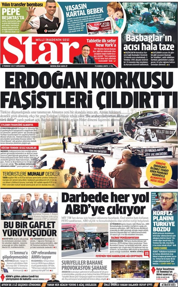 Günün gazete manşetleri 5 Temmuz 2017
