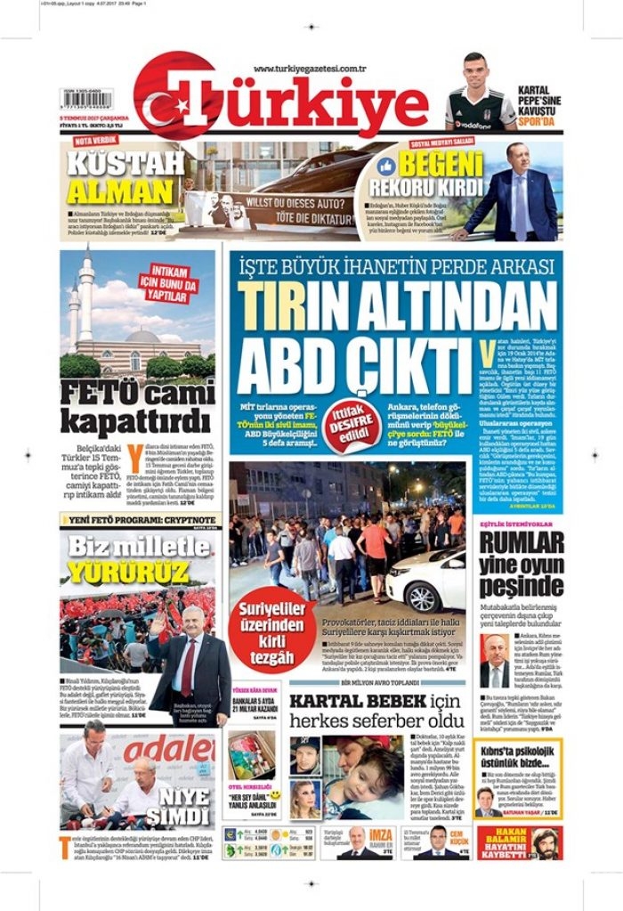 Günün gazete manşetleri 5 Temmuz 2017