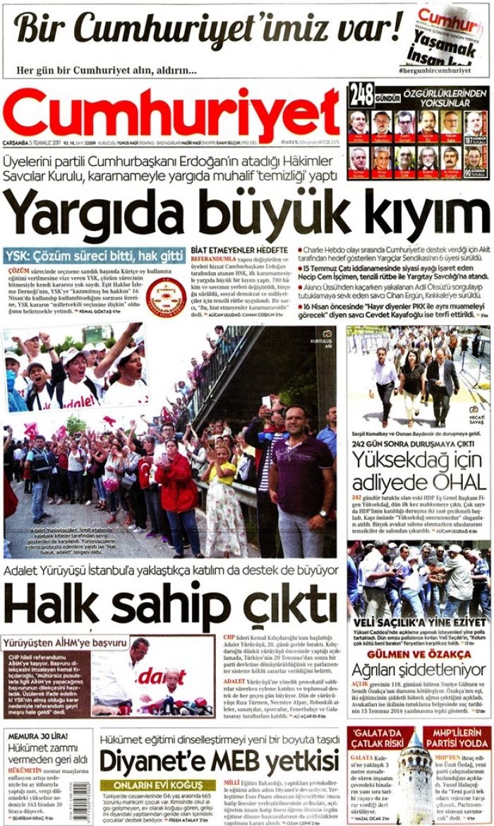 Günün gazete manşetleri 5 Temmuz 2017