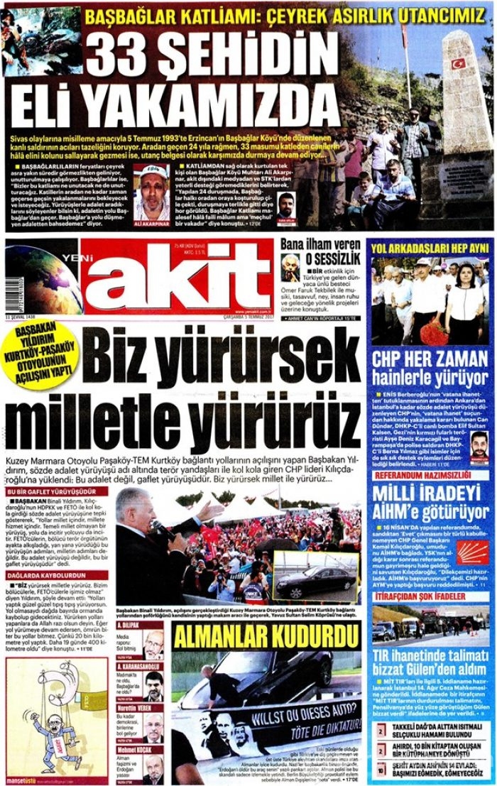 Günün gazete manşetleri 5 Temmuz 2017