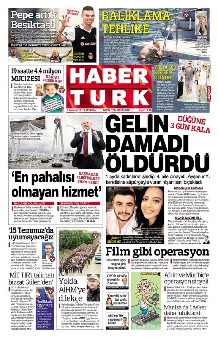 Günün gazete manşetleri 5 Temmuz 2017