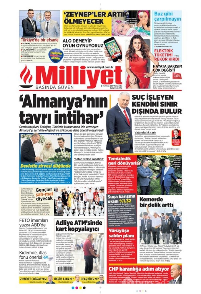 Günün gazete manşetleri - 6 Temmuz 2017
