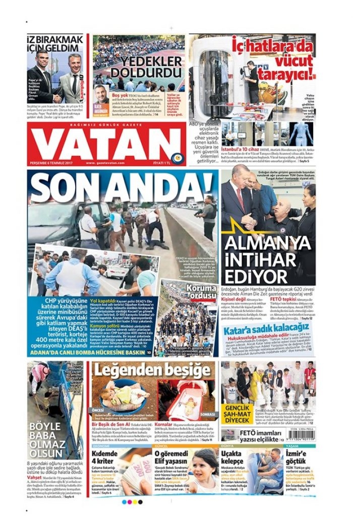Günün gazete manşetleri - 6 Temmuz 2017