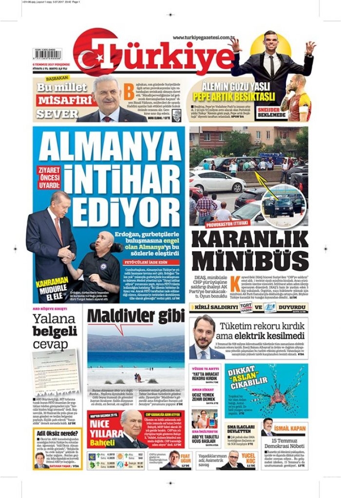 Günün gazete manşetleri - 6 Temmuz 2017