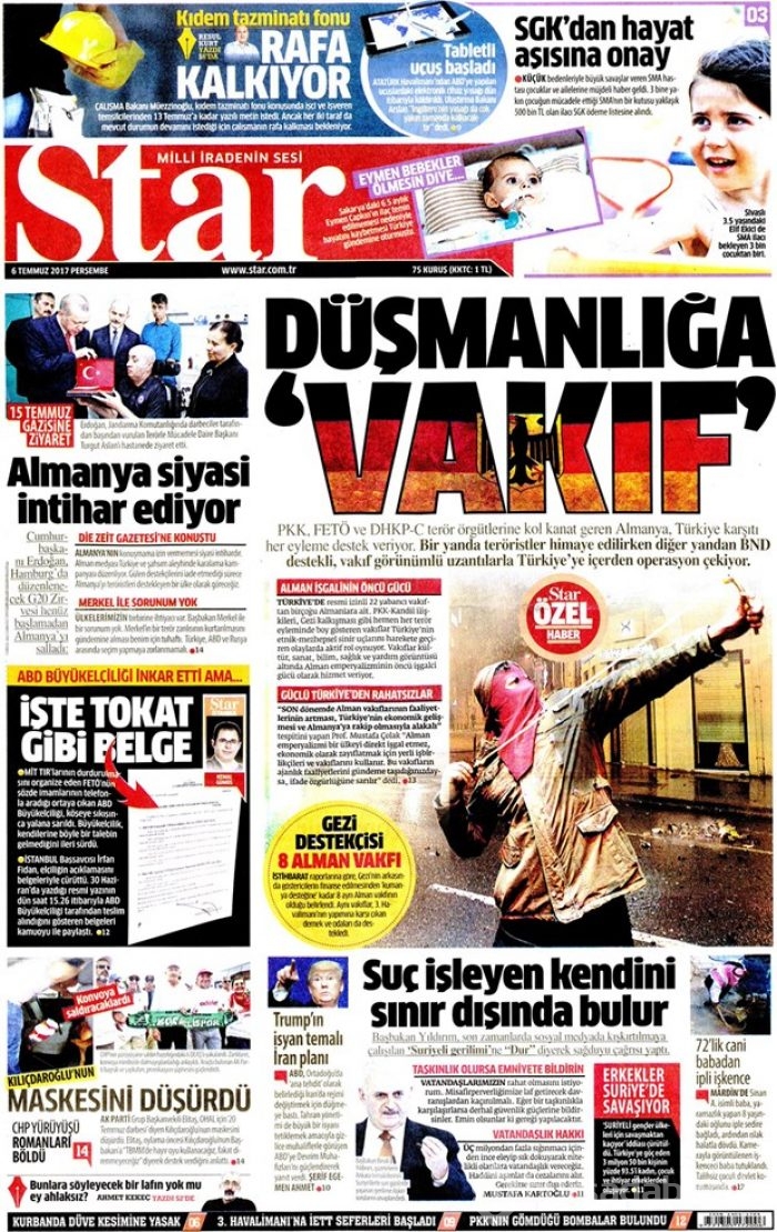 Günün gazete manşetleri - 6 Temmuz 2017