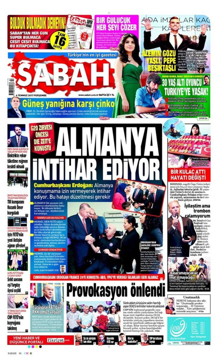 Günün gazete manşetleri - 6 Temmuz 2017