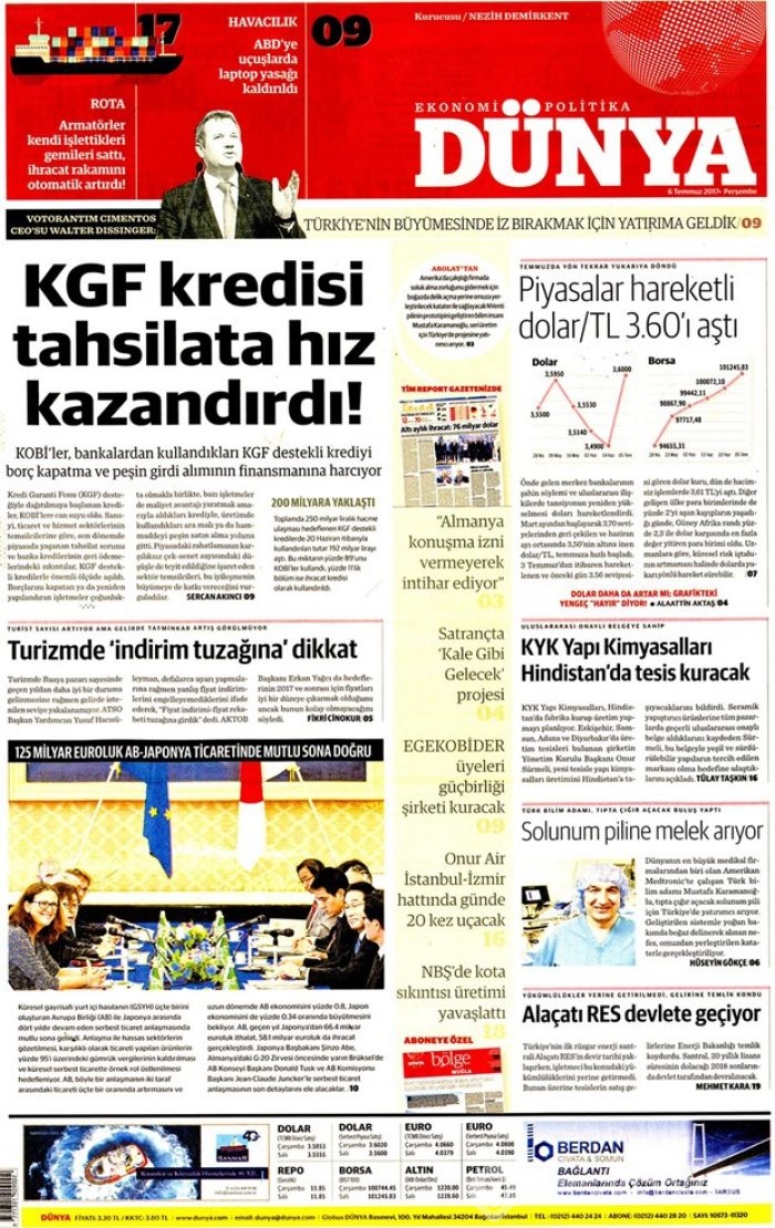 Günün gazete manşetleri - 6 Temmuz 2017