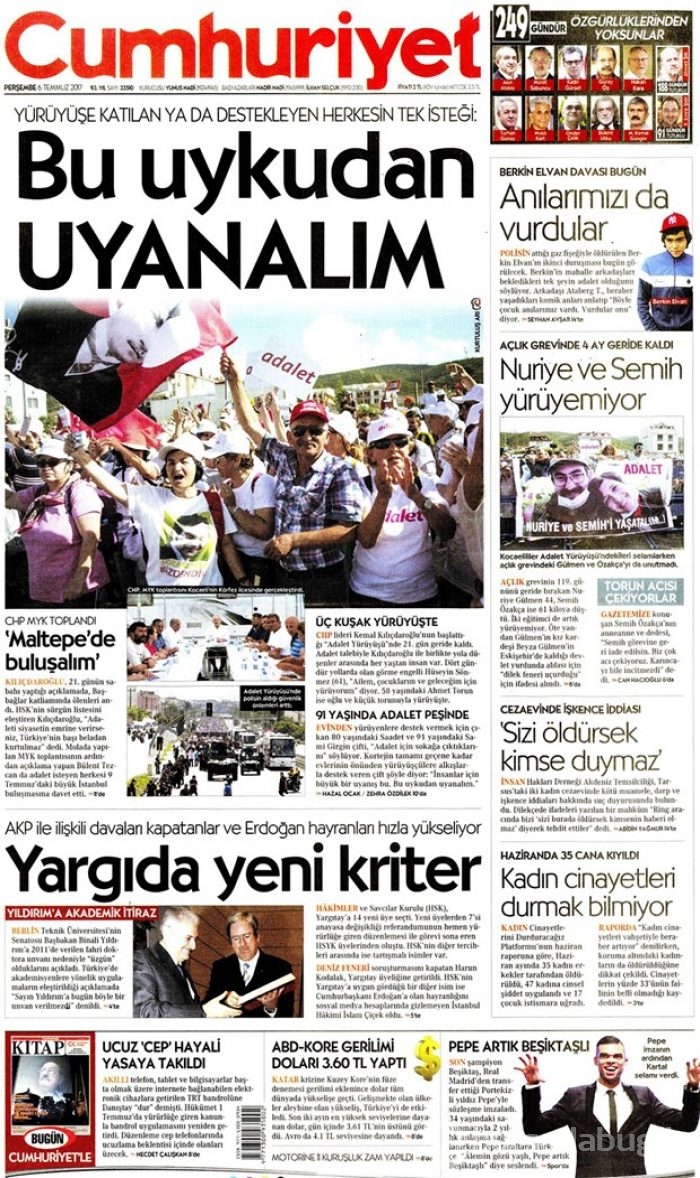 Günün gazete manşetleri - 6 Temmuz 2017